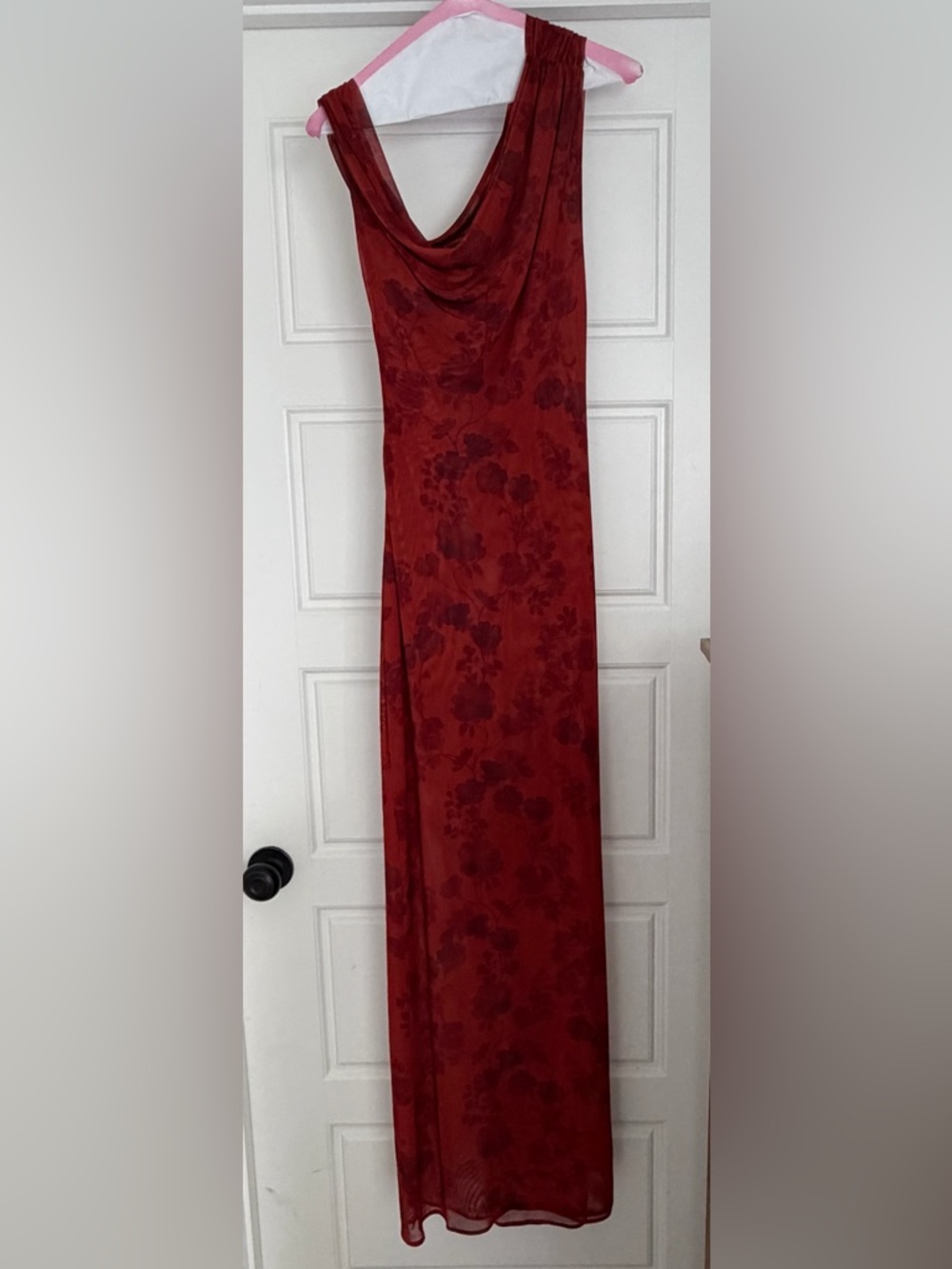 RESA Gwen Maxi Dress Red Currant Off Shoulder High Slit Size M - Picture 6 of 6